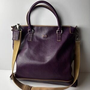 Via Vegan Purple Pebbled Faux Leather Tote Bag Crossbody Large Satchel Handbag